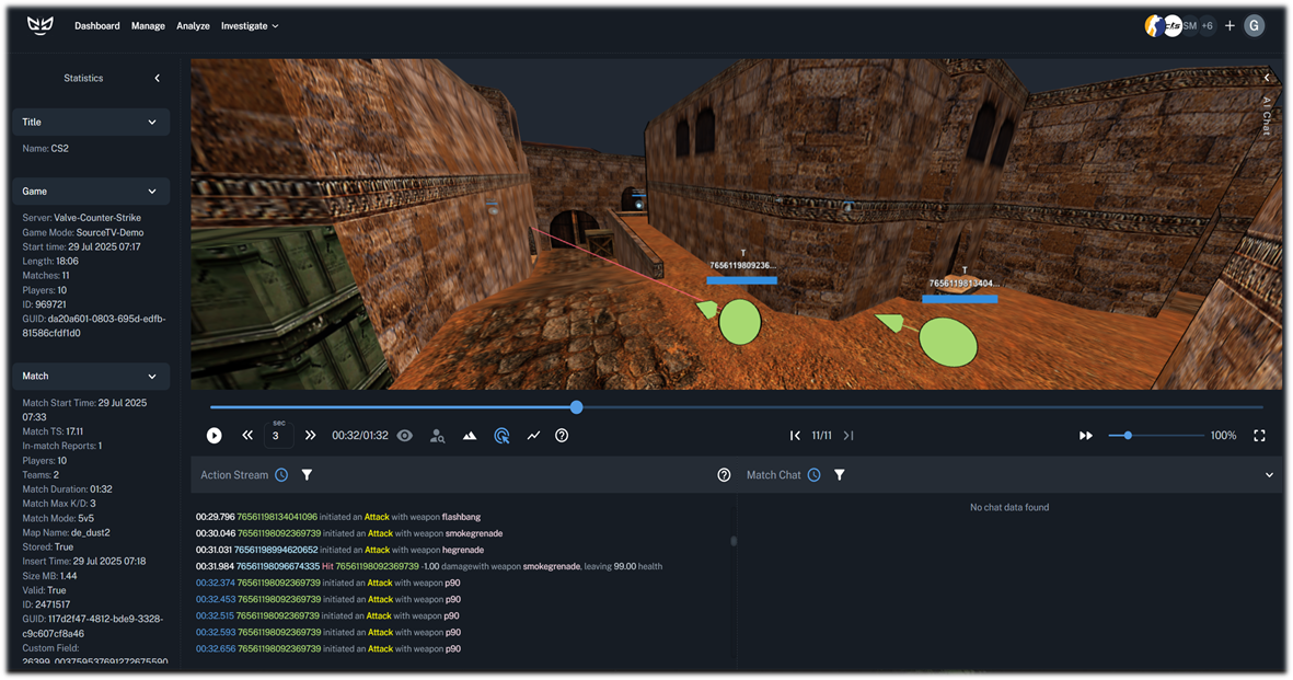 Match replay in the Getgud Modeler